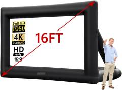 شاشة عرض سينمائية قابلة للنفخ وشاشة عرض محمولة مع مروحة مدمجة وحقيبة تخزين  16 قدم